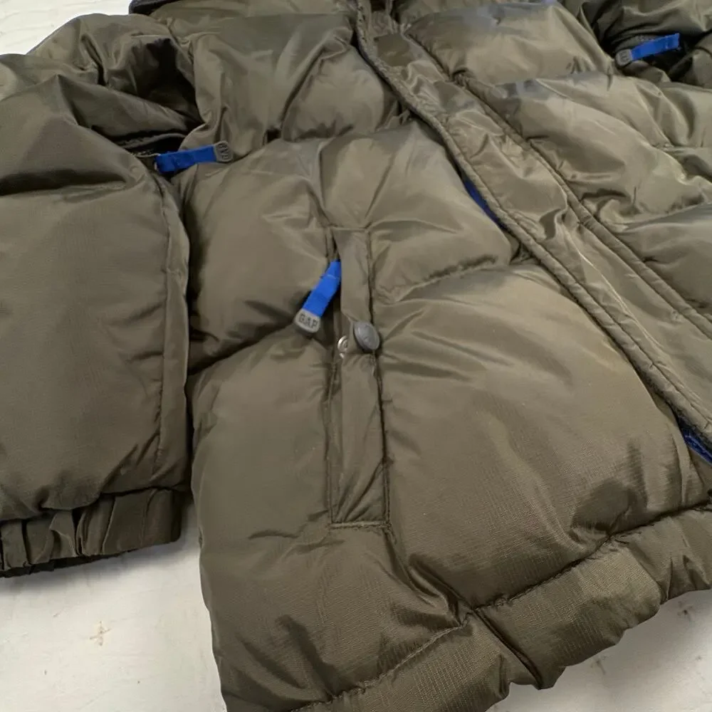 Gap Kids Down Puffer Jacket Boys M(8) Olive Green Ski Coat Utility Vintage Y2K